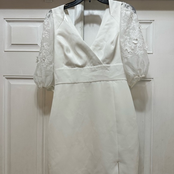 Embroidered Sleeve Evening Dress - Picture 2 of 6